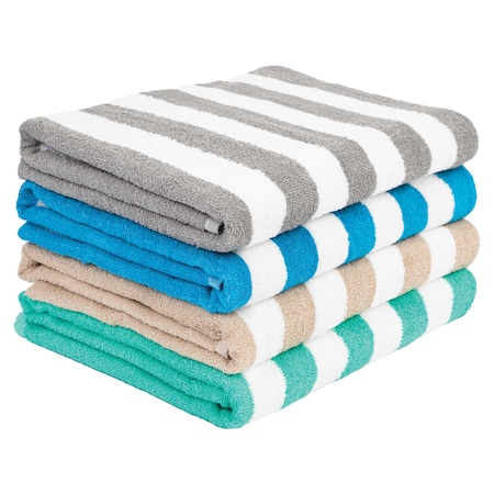 Monarch Brands California Cabana Towels, 30in x 70in , Assorted, 4PK PNP-CABANA-ASST